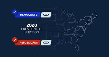 Mapa de resultados de las elecciones presidenciales de Estados Unidos. votación del mapa de EE. UU. Mapa de elecciones presidenciales de cada estado votos electorales estadounidenses mostrando republicanos o demócratas infografía vectorial política vector