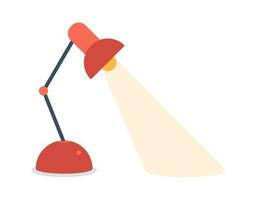 Desk lamp modern cartoon colorful illustration. Table bulb office workplace design element in flat style isolated on white background. The flow of light. Icon for business and education. vector