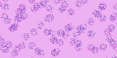 Light purple, pink vector doodle pattern with flowers.