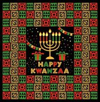 Banner para kwanzaa con colores tradicionales y velas. vector