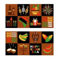 Banner set for Kwanzaa with traditional colors vector