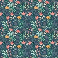 Autumn seamless pattern with floral decorative elements, colorful design. vector