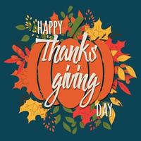 Happy Thanksgiving day card with floral decorative elements, colorful design. vector