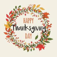 Happy Thanksgiving day card with floral decorative elements, colorful design. vector