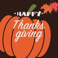 Happy Thanksgiving day card with decorative elements, orange pumpkin, colorful design vector