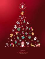 Christmas tree with flat design icons