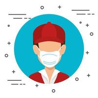 delivery worker with a face mask isolated icon vector