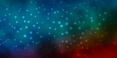 Dark Blue, Red vector background with colorful stars.