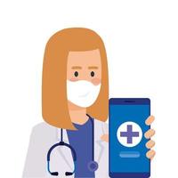 Online medicine with doctor and smartphone vector