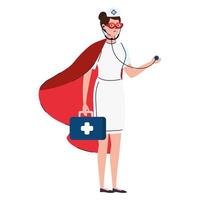 Female nurse as a super heroine vector