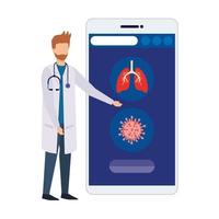 Online medicine with doctor and smartphone vector