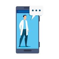 Online medicine with doctor on the smartphone vector