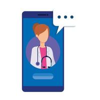 Online medicine with doctor on the smartphone vector