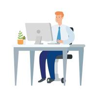 Man working on his desk vector