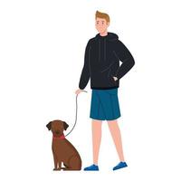 Man walking the dog vector