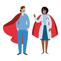 Health care workers as super heroes vector