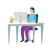 mujer trabajando en su escritorio vector