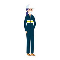 Worker wearing a face mask isolated icon vector