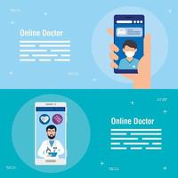 Set online medicine posters vector