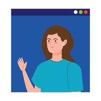 young woman in video conference web page vector