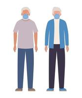 Elder men with masks against Covid 19 design vector