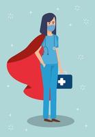 Female paramedic as a super heroine vector