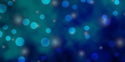 Light Blue, Green vector background with circles, stars.