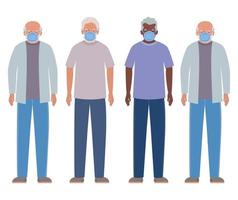 Elder men with masks against Covid 19 design vector