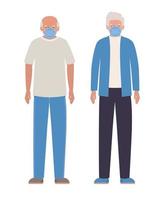 Elder men with masks against Covid 19 design vector