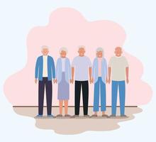 Grandmothers and grandfathers avatars vector design