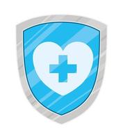 Heart inside shield vector design