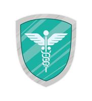 Caduceus inside shield vector design