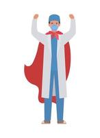 man doctor hero with cape against 2019 ncov virus vector design