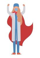 woman doctor hero with cape against 2019 ncov virus vector design