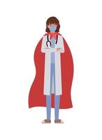 woman doctor hero with cape against 2019 ncov virus vector design