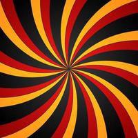 Black, Red and Yellow Spiral Swirl Radial Background. Vortex and Helix Background. Vector Illustration