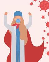 woman doctor hero with cape against 2019 vector design