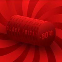 Black Friday discounts are 50 percent. Square red banner on Black Friday with lettering sale vector illustration