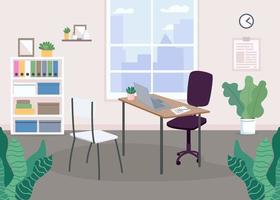 Workplace design flat color vector illustration