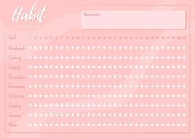 Habit tracker creative planner page design vector