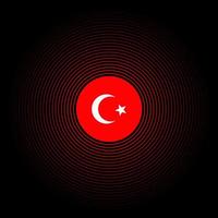 Ola de terremoto de Turquía con el icono de vibración circular. Bandera de Turquía con ilustración de vector de icono de terremoto de onda.