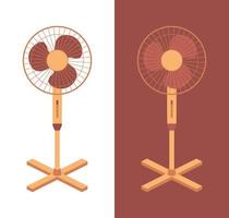 Vector electric fan isolated on background. Household devices for air cooling and conditioning, climate control. Vector illustration in flat