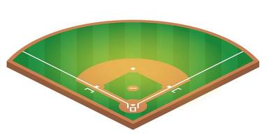 campo de béisbol isométrico. Ilustración plana del diseño del vector del campo de béisbol.