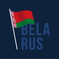 bandera de bielorrusia con asta de bandera ondeando en el viento. ilustración vectorial aislado sobre fondo oscuro