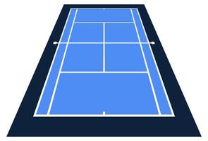 Perspective View Vector Illustration of Tennis Court From the Front Top View.