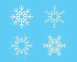 White snowflake set on blue background vector