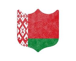 Grunge Shield Shaped Flag of Belarus Stock Vector Illustration on White Background