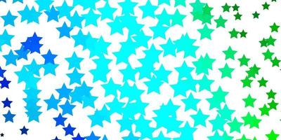 Light Blue, Green vector background with small and big stars.