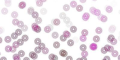 Light pink vector doodle pattern with flowers.