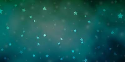 Light Blue, Green vector pattern with abstract stars.